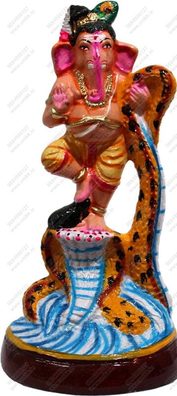 Unikk Ganesh Kalinga Narthanam Paper Mache Golu Doll for Navarathri (Multicolor)