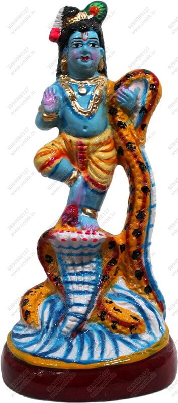 Unikk Krishna Kalinga Narthanam Paper Mache Golu Doll for Navarathri (Multicolor)