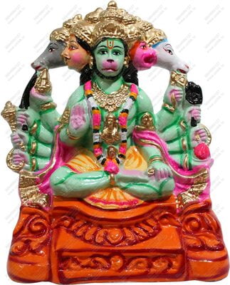 Unikk Panchamukha Hanuman Paper Mache Golu Doll for Navarathri (Multicolor)
