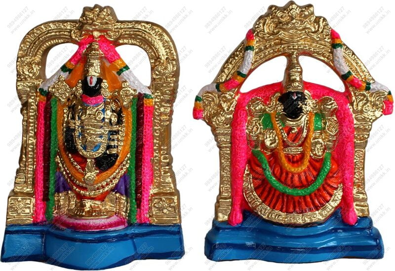 UNIKK Perumal Thaayar 26 cm Height of 2 Pieces Made of Eco Friendly Paper Mache Multicolor UNIKK Perumal Thaayar 26 cm Height of 2 Pieces Made of Eco Friendly Paper Mache Multicolor