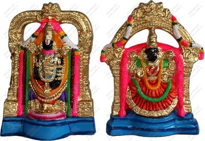 UNIKK Perumal Thaayar 26 cm Height of 2 Pieces Made of Eco Friendly Paper Mache Multicolor