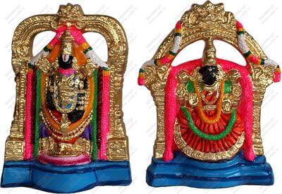 UNIKK Perumal Thaayar 26 cm Height of 2 Pieces Made of Eco Friendly Paper Mache Multicolor UNIKK Perumal Thaayar 26 cm Height of 2 Pieces Made of Eco Friendly Paper Mache Multicolor