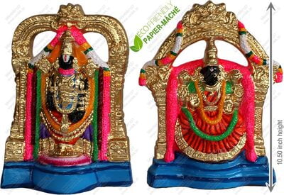 UNIKK Perumal Thaayar 26 cm Height of 2 Pieces Made of Eco Friendly Paper Mache Multicolor UNIKK Perumal Thaayar 26 cm Height of 2 Pieces Made of Eco Friendly Paper Mache Multicolor