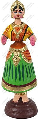 UNIKK Paper Mache Tanjore Lady Dancing Golu Doll, 4"L X 4"W X 12"H, Green / Red / Yellow UNIKK Paper Mache Tanjore Lady Dancing Golu Doll, 4"L X 4"W X 12"H, Green / Red / Yellow
