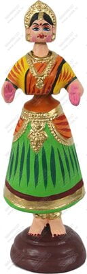 UNIKK Paper Mache Tanjore Lady Dancing Golu Doll, 4"L X 4"W X 12"H, Green / Red / Yellow UNIKK Paper Mache Tanjore Lady Dancing Golu Doll, 4"L X 4"W X 12"H, Green / Red / Yellow