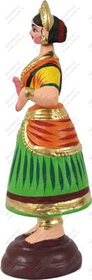 UNIKK Paper Mache Tanjore Lady Dancing Golu Doll, 4"L X 4"W X 12"H, Green / Red / Yellow UNIKK Paper Mache Tanjore Lady Dancing Golu Doll, 4"L X 4"W X 12"H, Green / Red / Yellow
