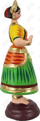 UNIKK Paper Mache Tanjore Lady Dancing Golu Doll, 4"L X 4"W X 12"H, Green / Red / Yellow UNIKK Paper Mache Tanjore Lady Dancing Golu Doll, 4"L X 4"W X 12"H, Green / Red / Yellow