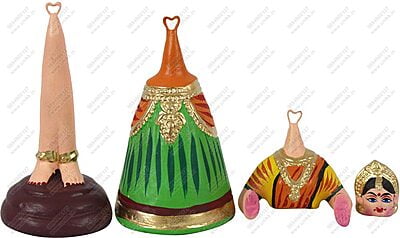 UNIKK Paper Mache Tanjore Lady Dancing Golu Doll, 4"L X 4"W X 12"H, Green / Red / Yellow UNIKK Paper Mache Tanjore Lady Dancing Golu Doll, 4"L X 4"W X 12"H, Green / Red / Yellow
