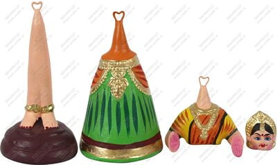 UNIKK Paper Mache Tanjore Lady Dancing Golu Doll, 4"L X 4"W X 12"H, Green / Red / Yellow UNIKK Paper Mache Tanjore Lady Dancing Golu Doll, 4"L X 4"W X 12"H, Green / Red / Yellow