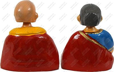 UNIKK Paper Mache Tanjore Thatha Patti Grand Pa Set Golu Doll (Red, 8.75" L X 3.25" W X 5.5" H) Figurine, Multicolour, 1 Piece