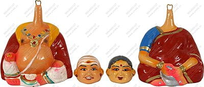 UNIKK Paper Mache Tanjore Thatha Patti Grand Pa Set Golu Doll (Red, 8.75" L X 3.25" W X 5.5" H) Figurine, Multicolour, 1 Piece