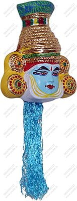 Unikk Kathakali Krishna Hanging Show Piece Made of Eco Friendly Paper Mache Multi Colour