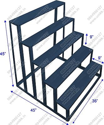 Unikk 5 Steps Golu Stand 3 feet Width of Steel Metal with Regular Painting Coating for Navarathri Kolu Padi Removable Slotted Angle Display Rack Dismantlable