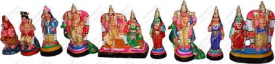 UNIKK Arupadai Veedu Set Paper Mache Navarathri Golu Doll 25 cms Height
