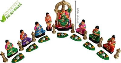 UNIKK Kamakshi Vilakku Puja Set 26 cm Height of 22 Pieces Made of Paper Mache Multicolor UNIKK Kamakshi Vilakku Puja Set 26 cm Height of 22 Pieces Made of Paper Mache Multicolor