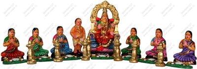 UNIKK Lakshmi Vilakku Puja Set 26 cm Height of 12 Pieces Made of Eco Friendly Paper Mache UNIKK Lakshmi Vilakku Puja Set 26 cm Height of 12 Pieces Made of Eco Friendly Paper Mache