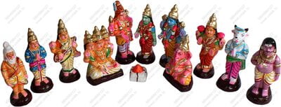 UNIKK Meenakshi Kalyanam Set 24 cm Height of 12 Pieces Made of Eco Friendly Paper Mache UNIKK Meenakshi Kalyanam Set 24 cm Height of 12 Pieces Made of Eco Friendly Paper Mache