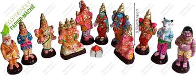 UNIKK Meenakshi Kalyanam Set 24 cm Height of 12 Pieces Made of Eco Friendly Paper Mache UNIKK Meenakshi Kalyanam Set 24 cm Height of 12 Pieces Made of Eco Friendly Paper Mache