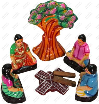 UNIKK Dayam Set 24 cm Height of 8 Pieces Made of Eco Friendly Paper Mache Multicolor