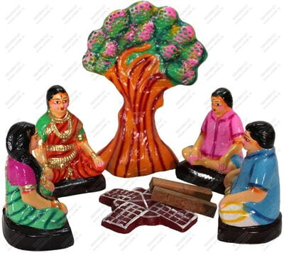 UNIKK Dayam Set 24 cm Height of 8 Pieces Made of Eco Friendly Paper Mache Multicolor