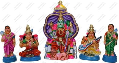 UNIKK Rajeshwari Set 30 cm Height of 5 Pieces Made of Eco Friendly Paper Mache Multicolor