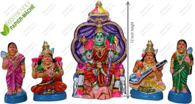 UNIKK Rajeshwari Set 30 cm Height of 5 Pieces Made of Eco Friendly Paper Mache Multicolor