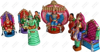 UNIKK Raavana Dharbar Set 31 cm Height of 9 Pieces Made of Eco Friendly Paper Mache Multicolor