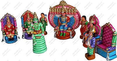 UNIKK Raavana Dharbar Set 31 cm Height of 9 Pieces Made of Eco Friendly Paper Mache Multicolor