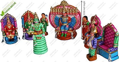 UNIKK Raavana Dharbar Set 31 cm Height of 9 Pieces Made of Eco Friendly Paper Mache Multicolor