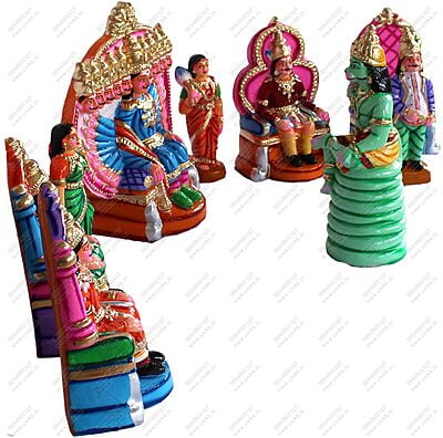 UNIKK Raavana Dharbar Set 31 cm Height of 9 Pieces Made of Eco Friendly Paper Mache Multicolor