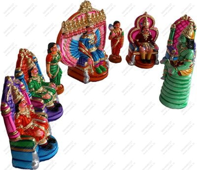 UNIKK Raavana Dharbar Set 31 cm Height of 9 Pieces Made of Eco Friendly Paper Mache Multicolor