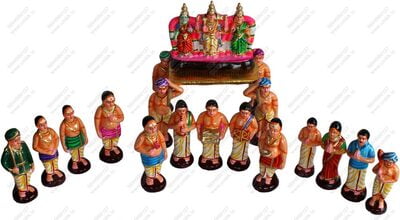 UNIKK Murugan Oorvalam Set 34 cm Height of 19 Pieces Made of Eco Friendly Paper Mache