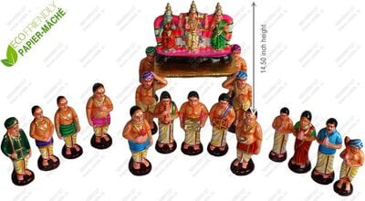 UNIKK Murugan Oorvalam Set 34 cm Height of 19 Pieces Made of Eco Friendly Paper Mache