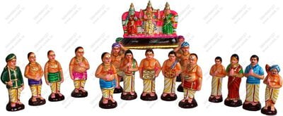 UNIKK Murugan Oorvalam Set 34 cm Height of 19 Pieces Made of Eco Friendly Paper Mache