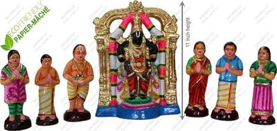 UNIKK Tirupati Netra Darsanam Set 27 cm Height of 7 Pieces Made of Paper Mache Multicolor