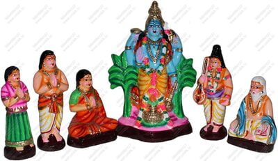 UNIKK Satyanarayana Puja Set 26 cm Height of 6 Pieces Made of Eco Friendly Paper Mache