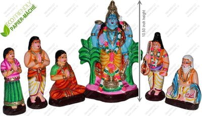 UNIKK Satyanarayana Puja Set 26 cm Height of 6 Pieces Made of Eco Friendly Paper Mache