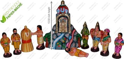UNIKK Tirupathi Set 34 cm Height of 11 Pieces Made of Eco Friendly Paper Mache Multicolor