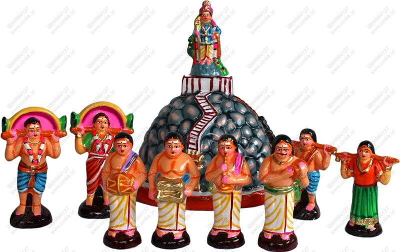 UNIKK Pazahani Malai Kavadi Set 35 cm Height of 10 Pieces Made of Paper Mache Multicolor