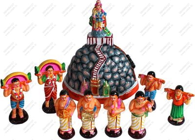 UNIKK Pazahani Malai Kavadi Set 35 cm Height of 10 Pieces Made of Paper Mache Multicolor