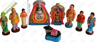 UNIKK Arunachalam Set 20 cm Height of 9 Pieces Made of Eco Friendly Paper Mache Multicolor