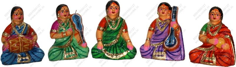 UNIKK Kacheri Set 13 cm Height of 5 Pieces Made of Eco Friendly Paper Mache Multicolor UNIKK Kacheri Set 13 cm Height of 5 Pieces Made of Eco Friendly Paper Mache Multicolor