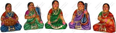UNIKK Kacheri Set 13 cm Height of 5 Pieces Made of Eco Friendly Paper Mache Multicolor UNIKK Kacheri Set 13 cm Height of 5 Pieces Made of Eco Friendly Paper Mache Multicolor