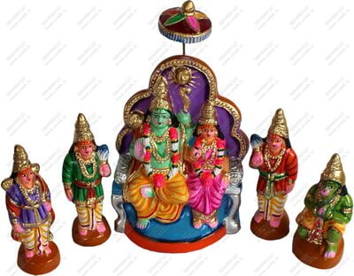 UNIKK Ram Pattabhishekam Set 26 cm Height of 6 Pieces Made of Eco Friendly Paper Mache