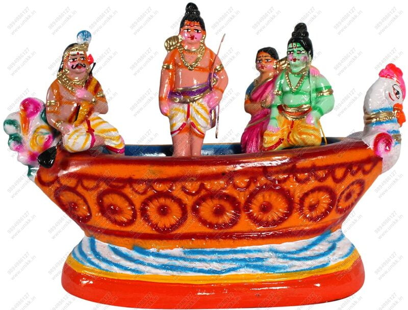 UNIKK Guha Boat Set 25 cm Height of 4 Pieces Made of Eco Friendly Paper Mache Multicolor