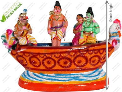 UNIKK Guha Boat Set 25 cm Height of 4 Pieces Made of Eco Friendly Paper Mache Multicolor