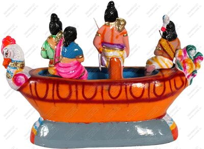 UNIKK Guha Boat Set 25 cm Height of 4 Pieces Made of Eco Friendly Paper Mache Multicolor