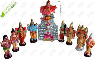 UNIKK Pradosham Set 35 cm Height of 9 Pieces Made of Eco Friendly Paper Mache Multicolor UNIKK Pradosham Set 35 cm Height of 9 Pieces Made of Eco Friendly Paper Mache Multicolor