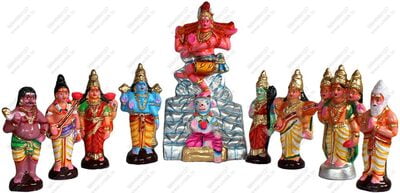 UNIKK Pradosham Set 35 cm Height of 9 Pieces Made of Eco Friendly Paper Mache Multicolor UNIKK Pradosham Set 35 cm Height of 9 Pieces Made of Eco Friendly Paper Mache Multicolor