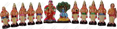 UNIKK Alwar Set 20 cm Height of 12 Pieces Made of Eco Friendly Paper Mache Multicolor